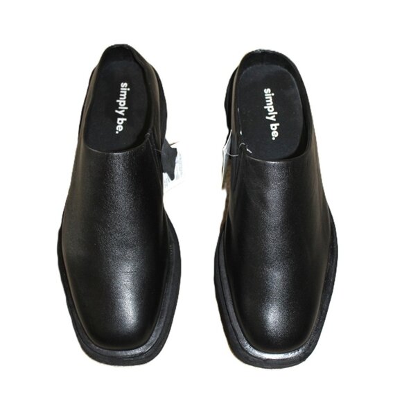 nwt ASOS Simple be., Turin Genuine Leather Square Toe Mules in Black - Size 11W - Picture 3 of 15